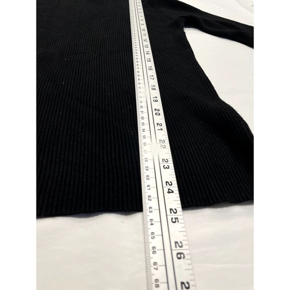 iClosam Womens Scalloped Turtleneck Sweater Size L Black Cable Knit Long Sleeve - Picture 6 of 8